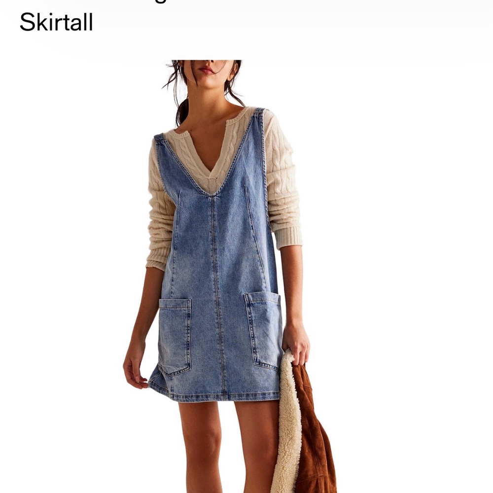 Free People high roller Washed Denim Pinafore